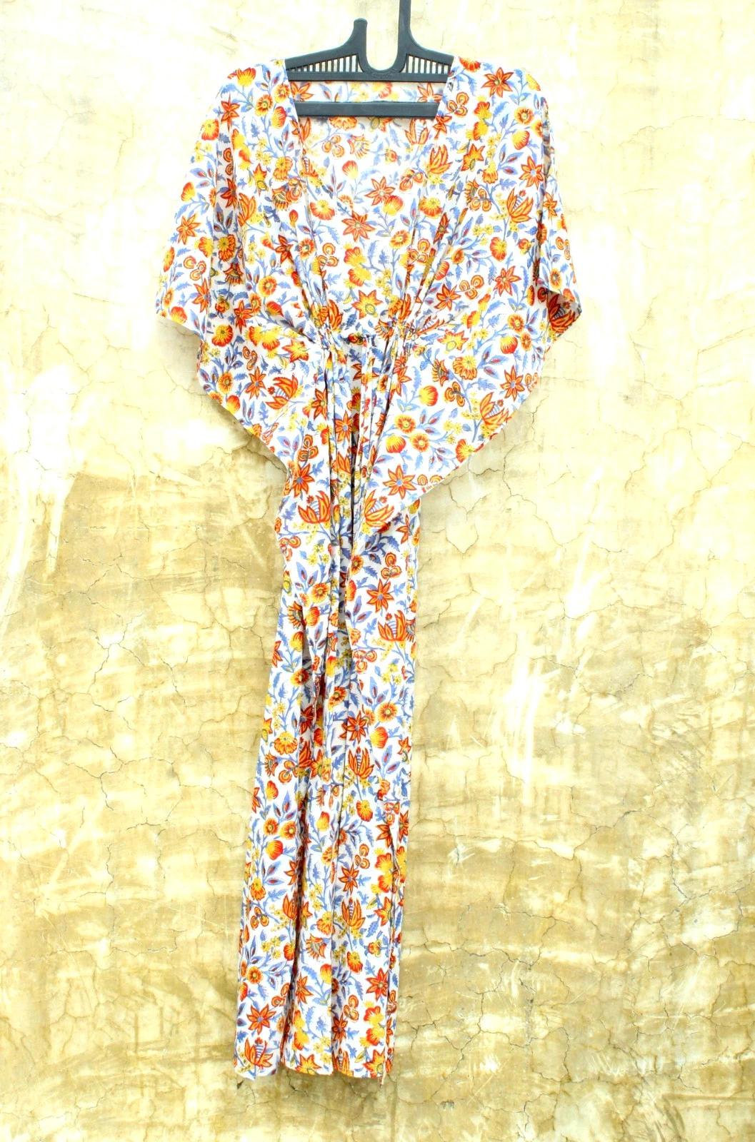 Indian handmade cotton caftan floral print caftan dress women beach wear dress.