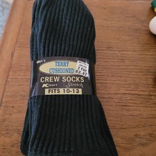 Vintage Kmart Men's Crew Socks 2 Pack Terry Cushioned Stretch Fits 10-12