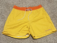 Tommy Hilfiger Mens XL Yellow Orange Swim Board Shorts Vintage Logo Y2K Preppy