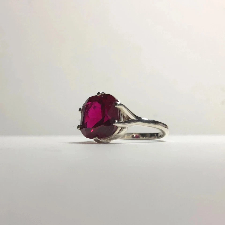 4.25 Ct Natural Red Spinel Diamond Wedding Ring Solid 18K White Gold - Image 2 of 4