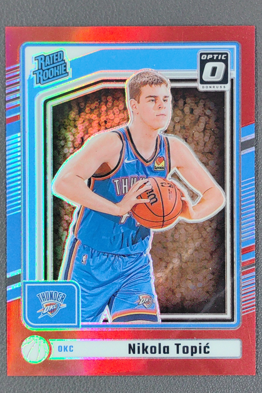 2024-25 Panini Donruss Nikola Topic Optic Rated Rookies Preview Red RC /25 