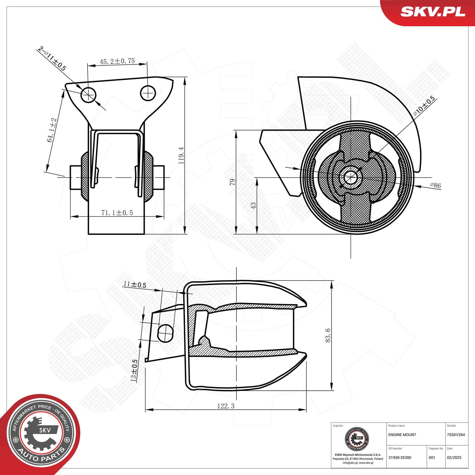 Fits SKV GERMANY 75SKV264 ENGINE CUSHION 75SKV264   ⭐UK Stock⭐