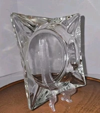 Vtg Diamond Shape Table Top Ash tray~ Gorgeous Heavy Glass Traditional 8x5 In