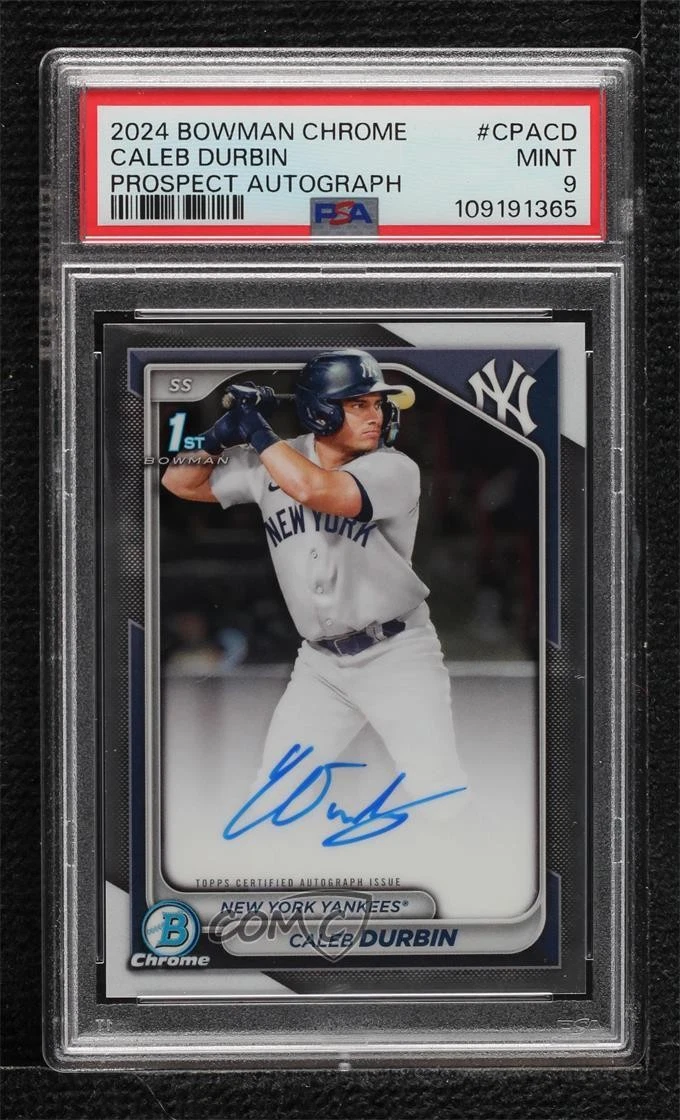 Deal for 2024 Bowman Chrome Prospect Auto Caleb Durbin #CPA-CD PSA 9 MINT Auto