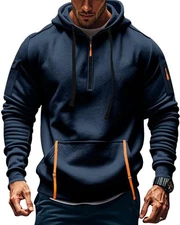 Tactical Hoodies For Men Quater Zip Up Pullover Sweatshirt Casual Workout Men...
