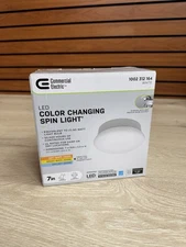 Commercial Electric 7in LED Color Changing Spin Light White 54690111-A