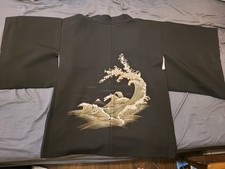 Vintage Wave Japanese Silk Handmade Kimono Jacket Size Medium