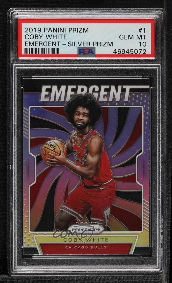 2019-20 Panini Prizm Emergent Silver Prizm Coby White #1 PSA 10 GEM MT ne1