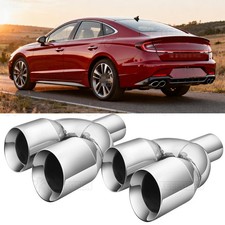 Pair Dual Exhaust Pipe Tail Muffler Tip Throat Tailpipe For Hyundai Sonata