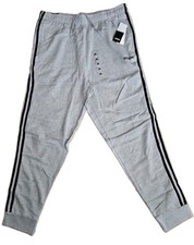 Mens Adidas Essential Fleece Tapered Cuff Pants Sweatpants Joggers 3 Stripe New