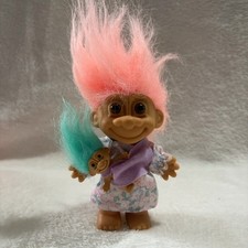 Russ Troll Doll Mum and Baby Pink and Aqua Hair Vintage Toy