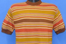 vintage 60s PENNEYS TOWNCRAFT ORANGE BROWN STRIPE SURF SHORT SLV SWEATSHIRT M