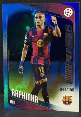 2025-26 Topps UEFA Club Competitions Barcelona Raphinha Blue Foil