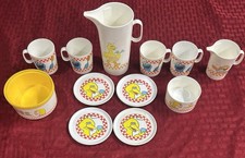 Vtg 12 pc Chilton Toys Muppets Inc. Sesame Street Children  s Play Toy Dish Set