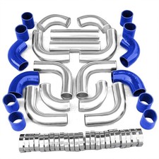 3 Inch Universal Aluminum Turbo Intercooler Pipe Piping Kit Hose Clamp Blue