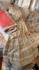 Ivory, Pink  Gold Embroidered Unstitched Choli for Women