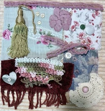 Slow Stitch Junk Journal Kit Craft Sewing Crochet Vintage Fabric Lace #12