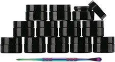 12PCS UV Protection 5g Small Glass Jars With Lids Reusable 5ml Black Food Glass