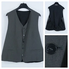 Mens Waistcoat XL Size US 46 Grey Striped Formal Wool Dress Vest