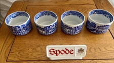 Set of 4 Vintage Spode Blue Italian Imperial Cookware Oven to Table Ramekins 