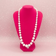 Vintage Chunky White Bead Statement Necklace w/ Spacer Beads