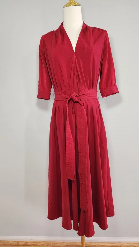 Vestido Alex Marie Midi Fiesta Boda Cuello en V Acampanado Vino Manga 1/4 Talla 4 Foto 3 de 3