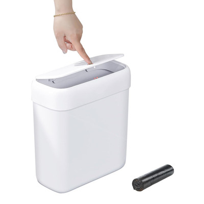 Funest Bathroom Small Trash Can with Lid,10L / 2.7 Gallon Slim Garbage Bin Waste