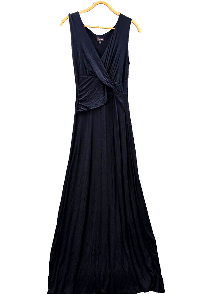 Phase Eight Dress Womens Maxi A-line Size 12 Black Stretch Knit Sleeveless