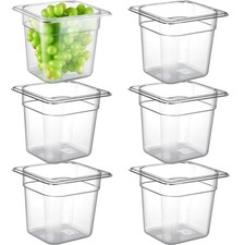 6-Pack 1/6 Size 6" Deep NSF Polycarbonate Food Pans Dishwasher Freezer Sa...
