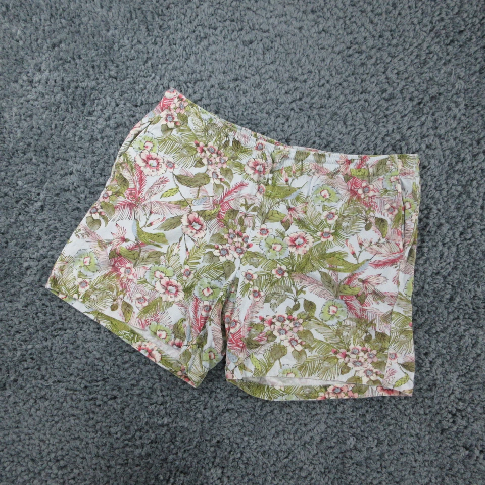 Pantalones Cortos Jill Para Mujer 1X Verde Rosa Floral Cintura Elástica Chino 36x6.5* Foto 2 de 4