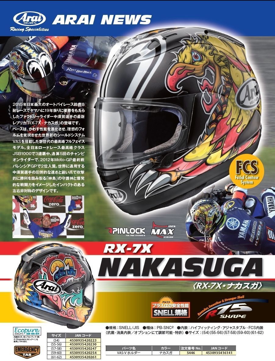 Blacky　ARAI RX-7X NAKASUGA Mサイズ Arai RX-7X NAKASUGA Corsair-X Full Face Helmet M Size 57