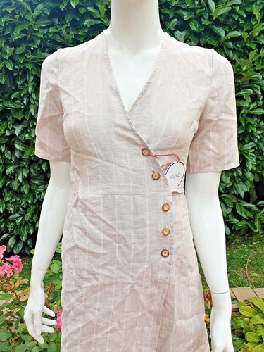 Robe beige en lin neuve taille 34 marque Ikone Paris modèle Emilia (sa) - Imagen 2 de 4