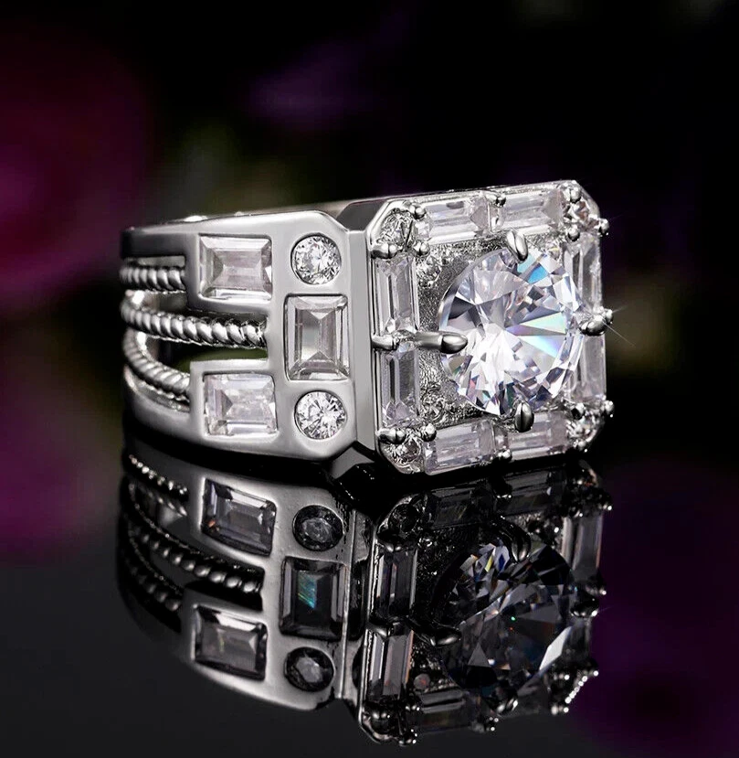 Mens simulated online diamond rings