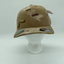 Flexfit 6511 Trucker Mesh Baseball Cap Hat Curved Visor Light Brown Camouflage