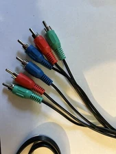 6FT RCA composite 3-cable male AV cord red blue green stereo video audio triple 