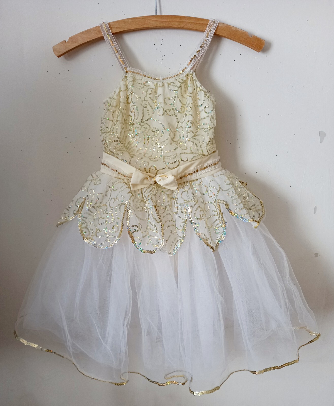 Disfraz de Baile Revolución Niñas Tutú de Ballet Talla Mediana Niño Blanco y Dorado