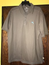 Tommy Bahama Mens Polo Shirt Supima Cotton Brown Blue Fish Summer Sz Large C27
