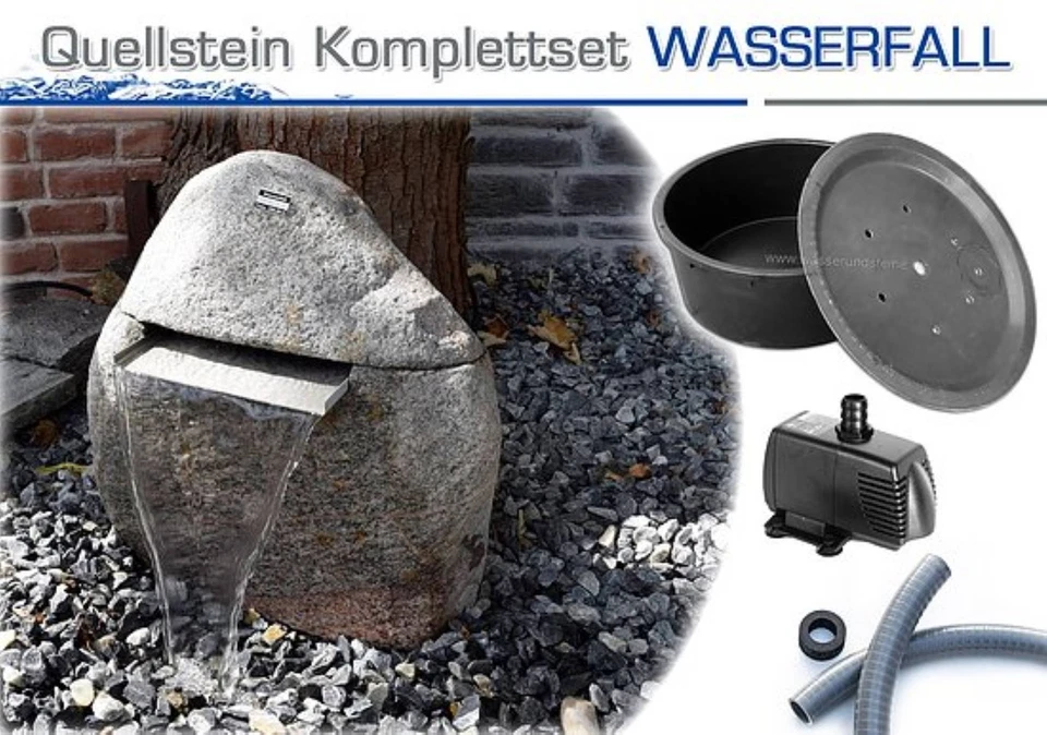 Wasserfall Granit inkl. Edelstahlauslauf Quellstein Wasserspiel Springbrunnen
