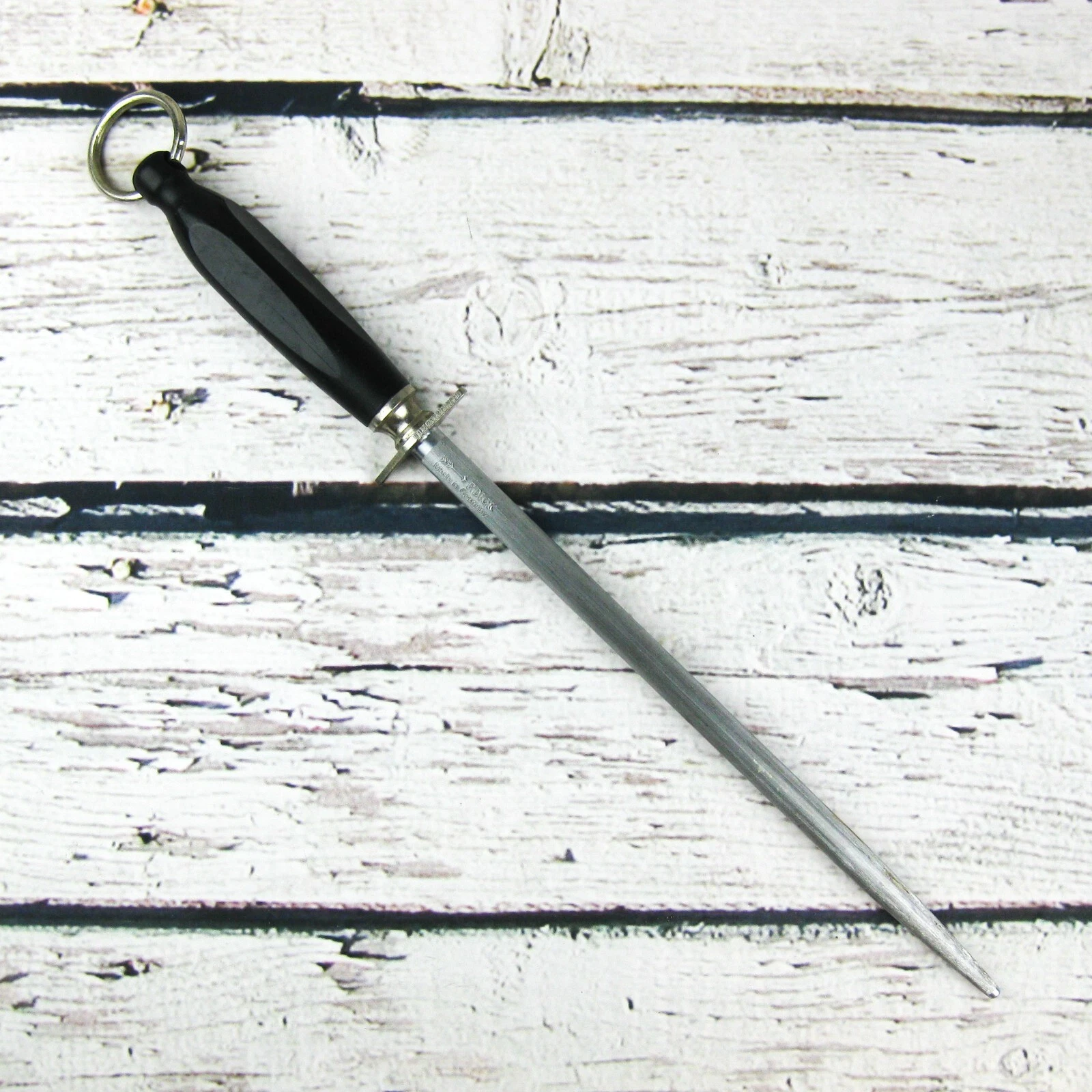 Vintage F Dick Sharpening Honing Steel Germany 11.75" Steel - Black Handle