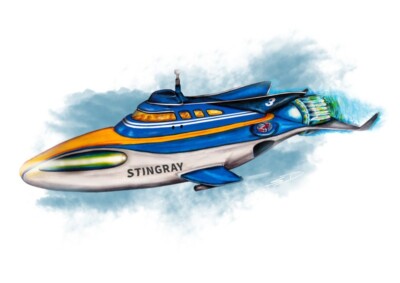 STINGRAY DIGITAL ART PRINT A4 Gerry Anderson UK TV 60er Jahre aus meiner Zeichnung