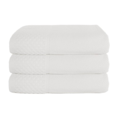 2 Large Hotel & Spa White Bath Towel Set Textured Soft 100% Cotton 27x 54 - Picture 3 of 3
