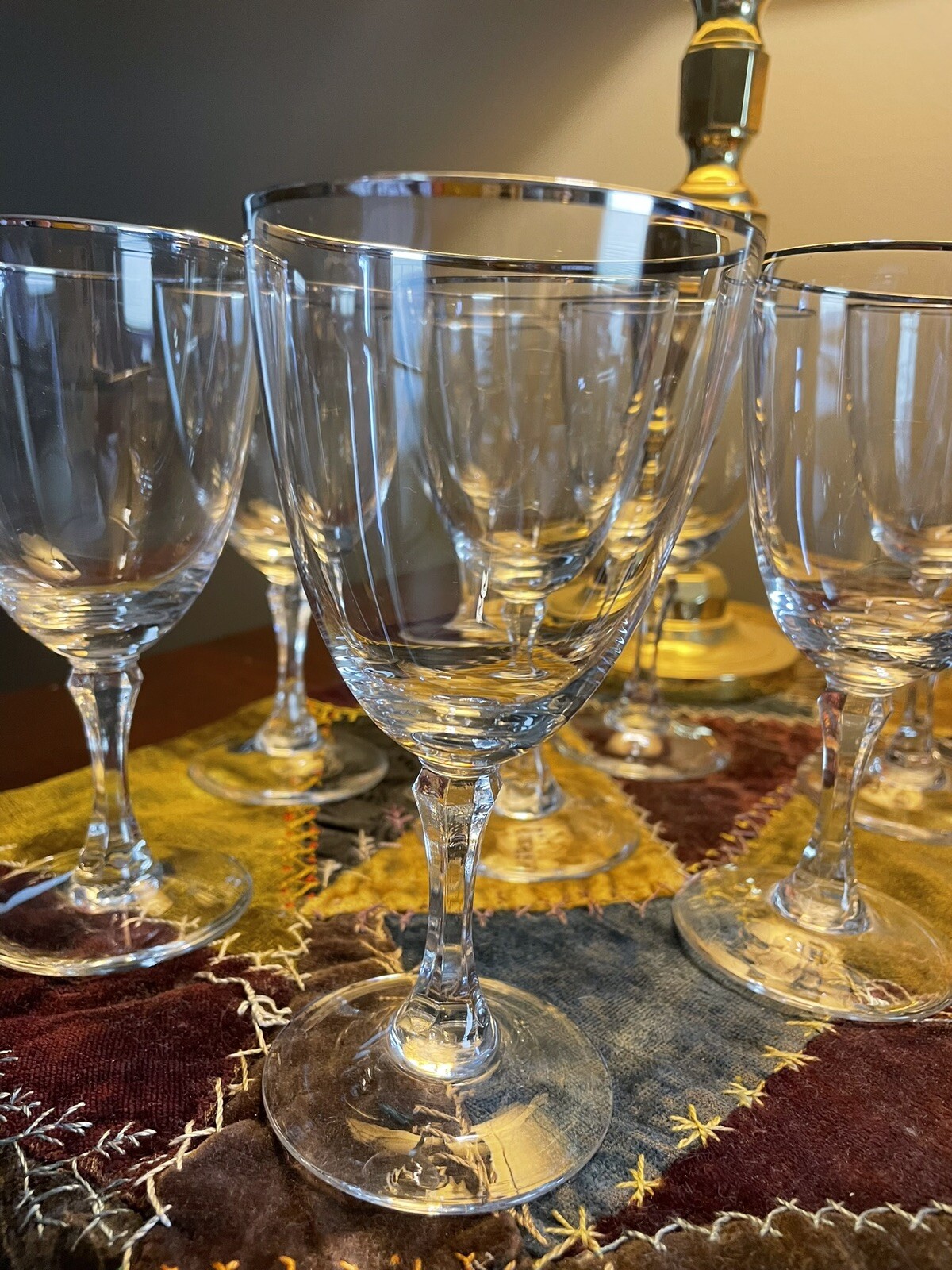 Set Of Eight Lenox Montclair Crystal Platinum Edge 57/8" Tall Wine