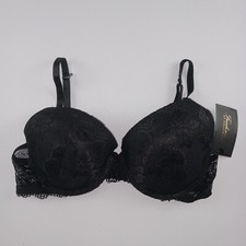 Frederick's Of Hollywood Women's Diana Lace Push Up Plunge Bra Size 36C Black
