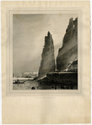 Antiker Druck-TOPOGRAPHIE-DINANT-ROCHE BAYARD-MAAS-BELGIEN-Lauters-ca. 1840