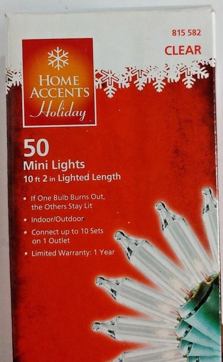 Home Accents Holiday Christmas 50 Mini Lights Clear String Green