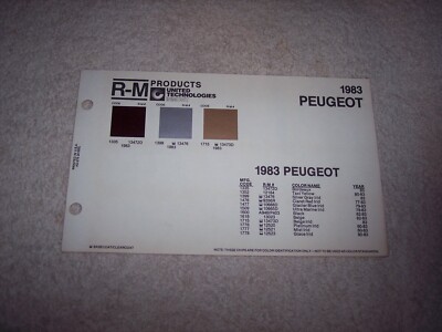 1983 PEUGEOT EXTERIOR R-M PAINT CHIP COLOR CHART   #384