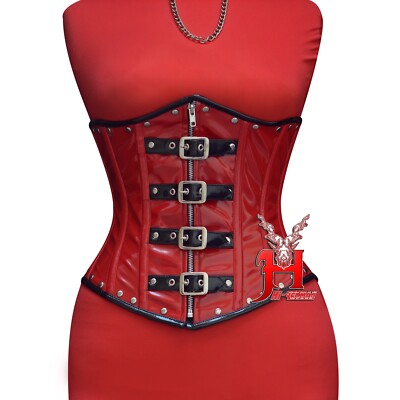 Unterbrustkorsett Rot Lack Corsage tolles Taillen training PVC Underbust Corsets