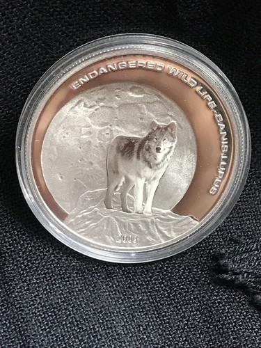 Moneta 25 grammi lupo grigio 2003 MONGOLIA 500 Tigrik argento 925 proof - Foto 7 di 8