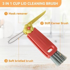 3 in 1 Cup Lid Gap Cleaning Brush Set, Multifunctional Bottle Cleaning Brush