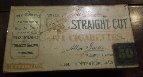The Richmond Straight Cut Cigarettes Tin Allen & Ginter (Liggett & Myers)